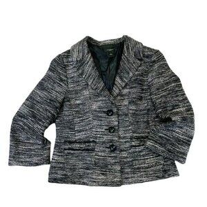 Ann Taylor Black and Gray Marled Tweed Blazer